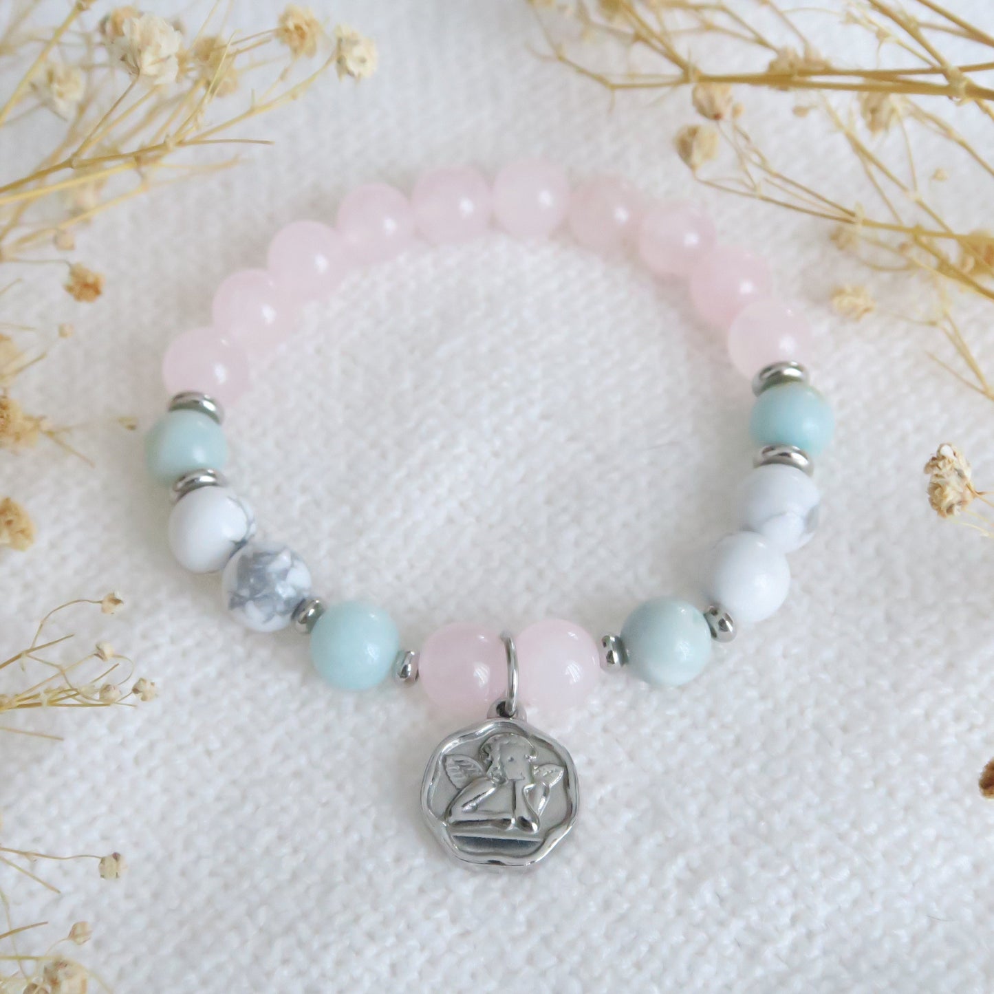 Bracelet Ange Gardien - Quartz rose