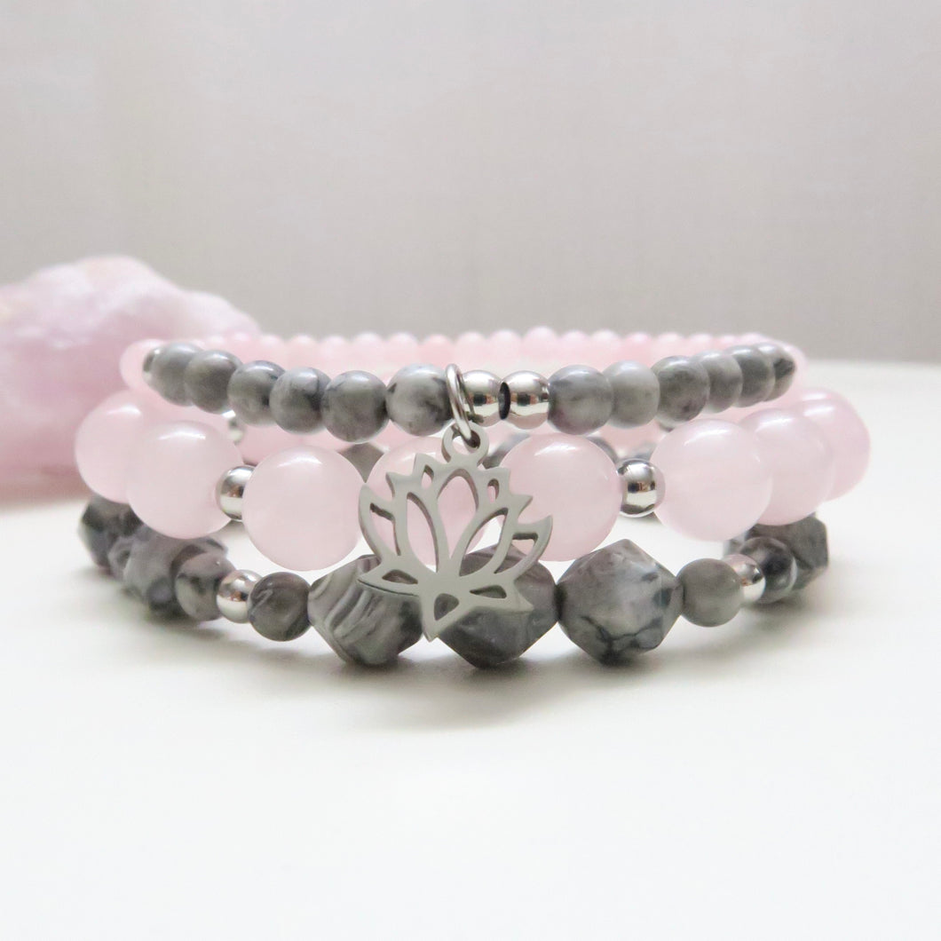 Ensemble de bracelets Lotus rose